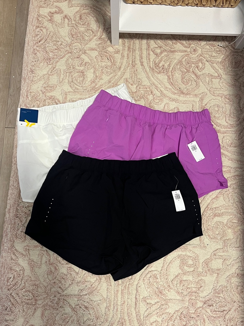 NWT Set of 3 Active Shorts - Black, White, Purple